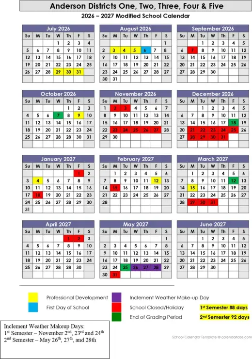 2026–2027 Calendar · Page 1