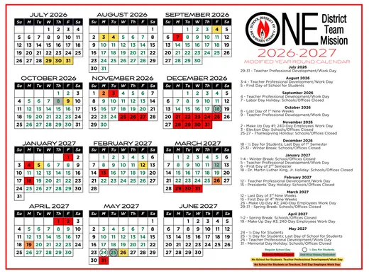 School District of Newberry County 2026–2027 Academic Calendar