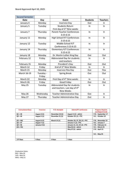 TCS 2026–2027 Academic Calendar Page 2