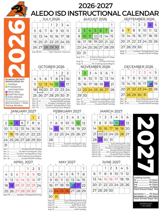Aledo ISD 2026–2027 Academic Calendar