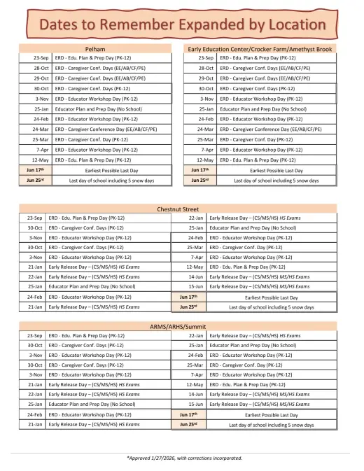 Amherst ISD 2026–2027 Academic Calendar Page 1