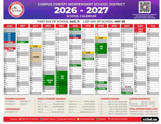 Corpus Christi Independent School District 2025–2026 Academic Calendar Page 5