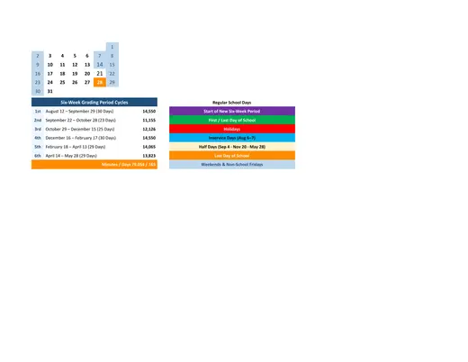 Divide ISD 2026–2027 Academic Calendar Page 2