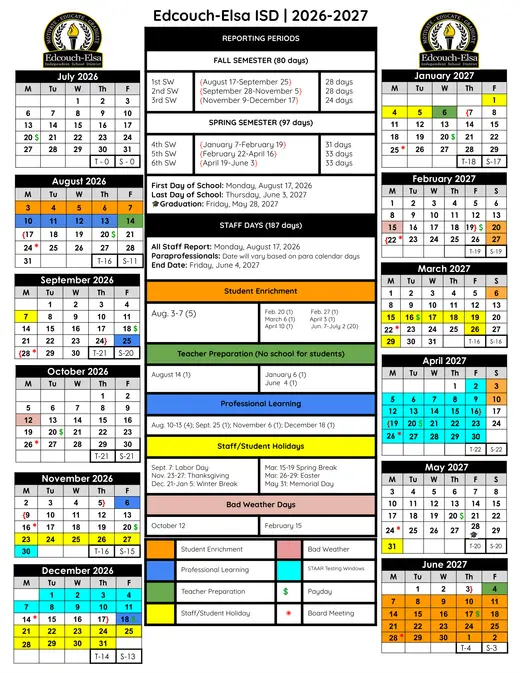 Edcouch-Elsa ISD 2026–2027 Academic Calendar