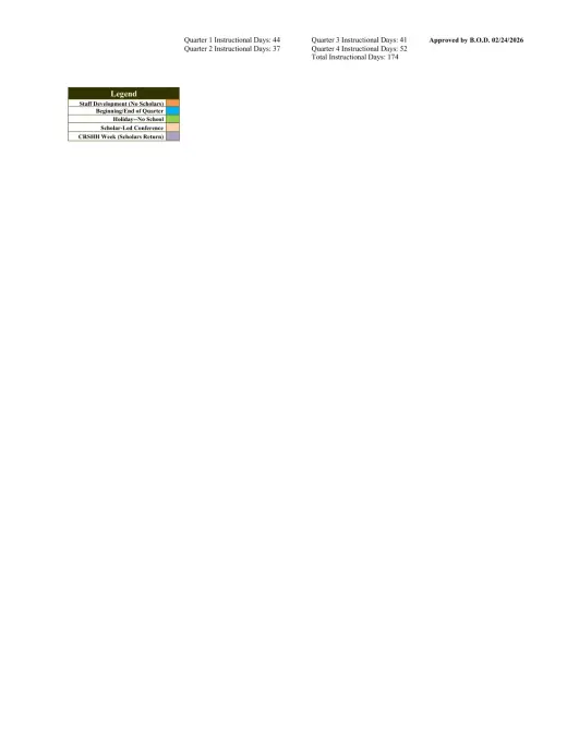 El Paso Leadership Academy 2026–2027 Academic Calendar Page 1