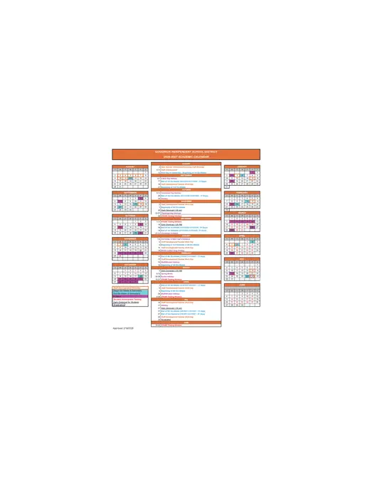 Goodrich ISD 2026–2027 Academic Calendar Page 1