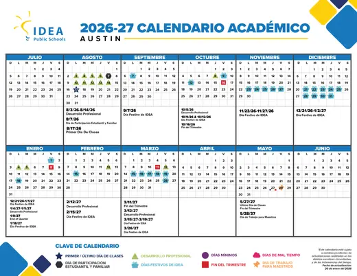 IDEA Public Schools Austin 2025–2026 Academic Calendar Page 4