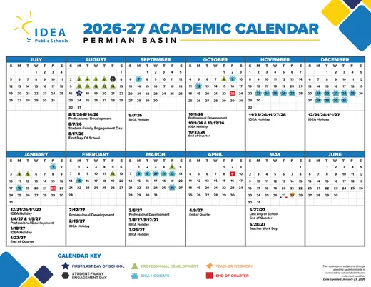 IDEA Public Schools Permian Basin 2025–2026 Academic Calendar Page 3