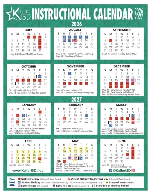 Keller ISD 2026–2027 Academic Calendar