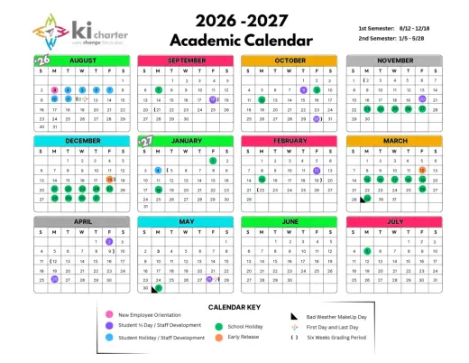 Ki Charter 2026–2027 Academic Calendar Page 1