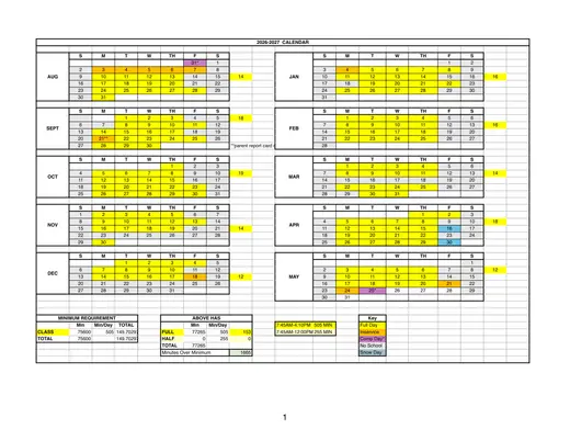 Kress ISD 2026–2027 Academic Calendar Page 1