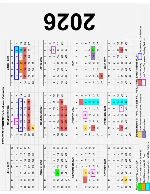 Manara Academy 2026–2027 Academic Calendar Page 1