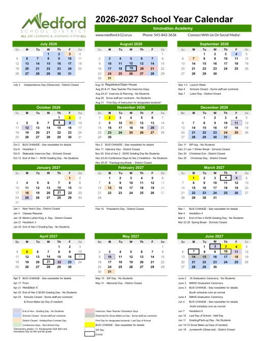 Nextgen Innovation Academy 2026–2027 Academic Calendar Page 1