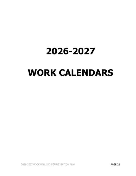 Rockwall Independent School District 2026–2027 Academic Calendar Page 1