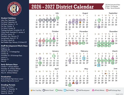 Rockwall Independent School District 2026–2027 Academic Calendar Page 6