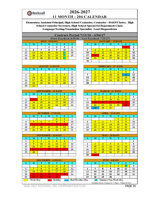 Rockwall Independent School District 2026–2027 Academic Calendar Page 10