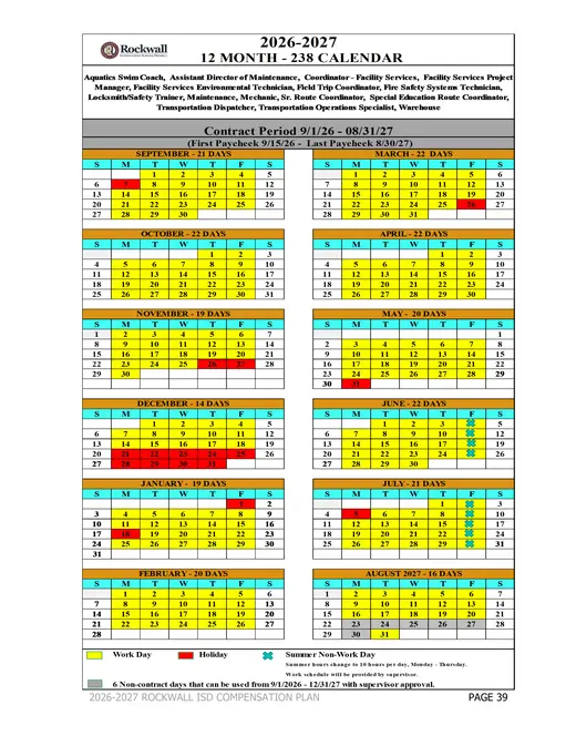 Rockwall Independent School District 2026–2027 Academic Calendar Page 12