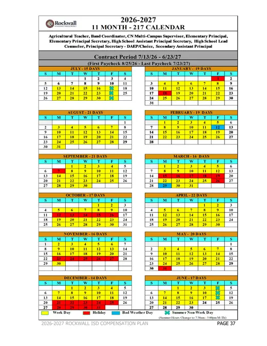 Rockwall Independent School District 2026–2027 Academic Calendar Page 13