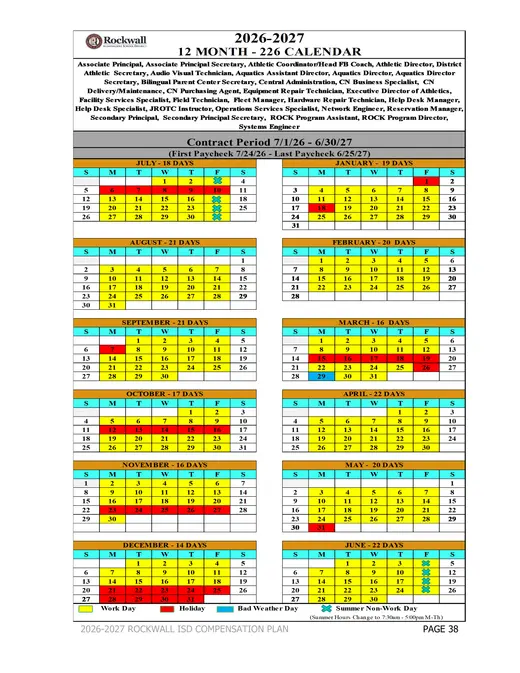 Rockwall Independent School District 2026–2027 Academic Calendar Page 14
