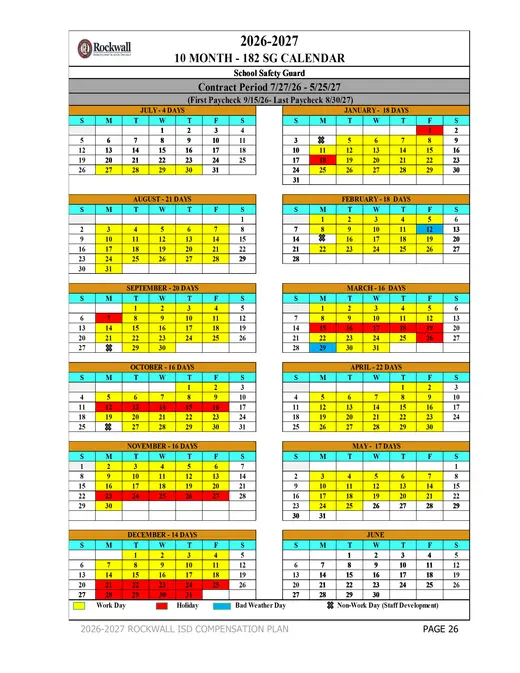 Rockwall Independent School District 2026–2027 Academic Calendar Page 19