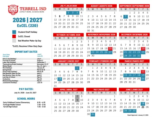 Terrell County ISD 2026–2027 Academic Calendar Page 9