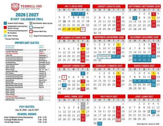 Terrell County ISD 2026–2027 Academic Calendar Page 3