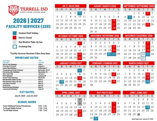 Terrell County ISD 2026–2027 Academic Calendar Page 8