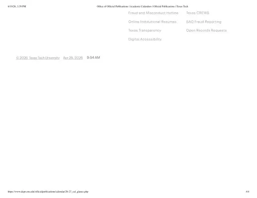 Texas Tech University K-12 2026–2027 Academic Calendar Page 3
