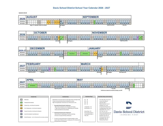 Davis School District 2026–2027 Academic Calendar