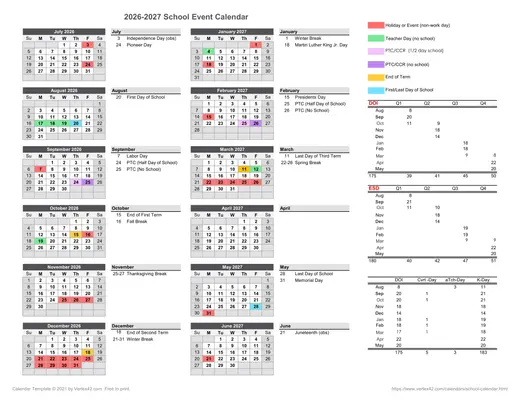 Grand County School District 2026–2027 Academic Calendar