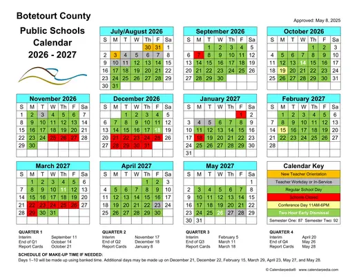 Botetourt County Public Schools 2026–2027 Academic Calendar