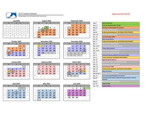 Campbell County Schools 2026–2027 Academic Calendar