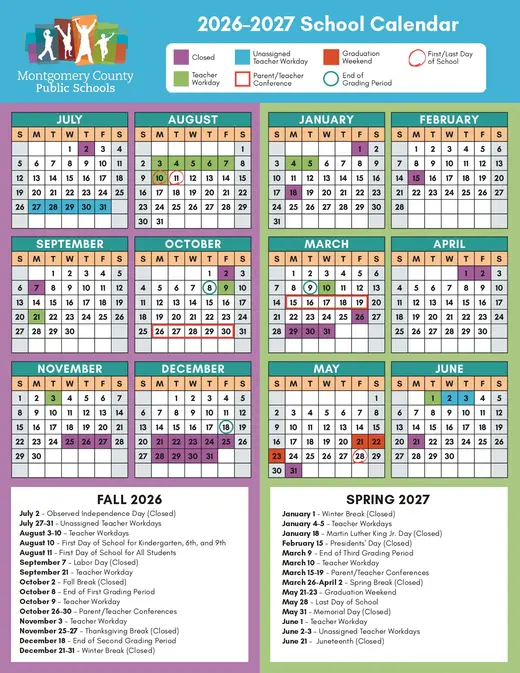 Montgomery County Public Schools 2026–2027 Academic Calendar