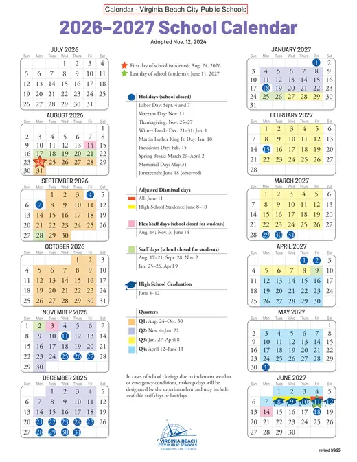 Virginia Beach City Public Schools 2026–2027 Academic Calendar