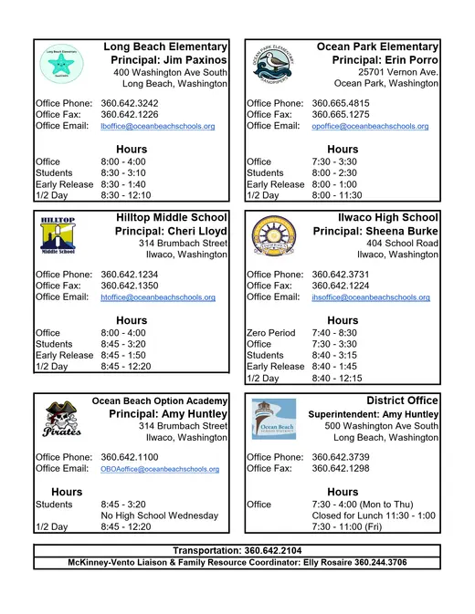 Ocean Beach School District 2026–2027 Academic Calendar Page 2