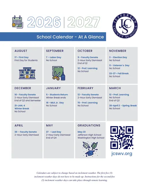 Jefferson County Schools 2026–2027 Academic Calendar